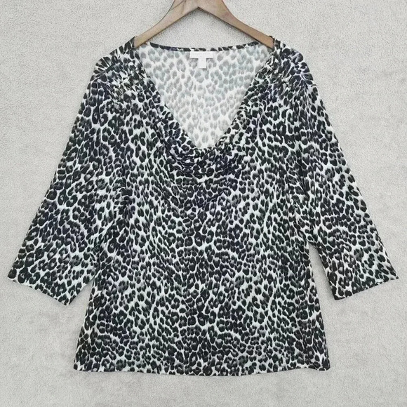 Charter Club Women's Leopard Print Cowl Neck Top 2X ,  12CT - Picture 1 of 6